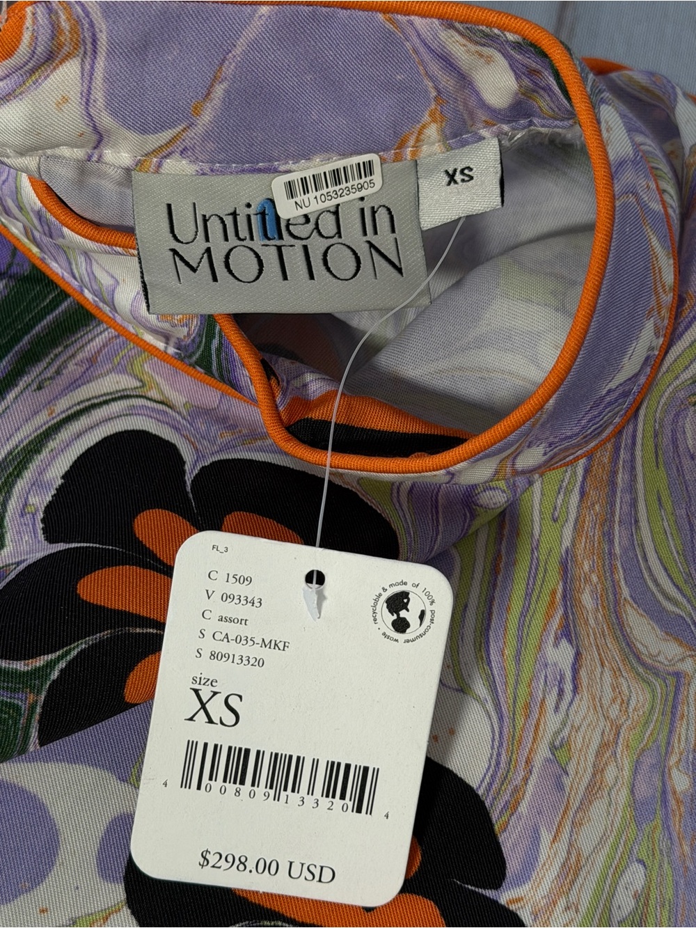 Untitled in Motion Floral Mini Dress XS Tencel Mock Neck Retro Mod NWT Summer - Picture 11 of 13